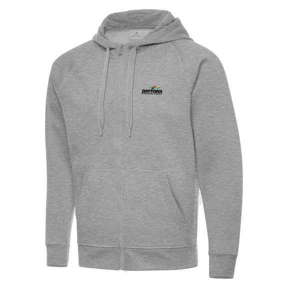 Men's-Antigua  Heather Gray Daytona International Speedway Full-Zip Hoodie