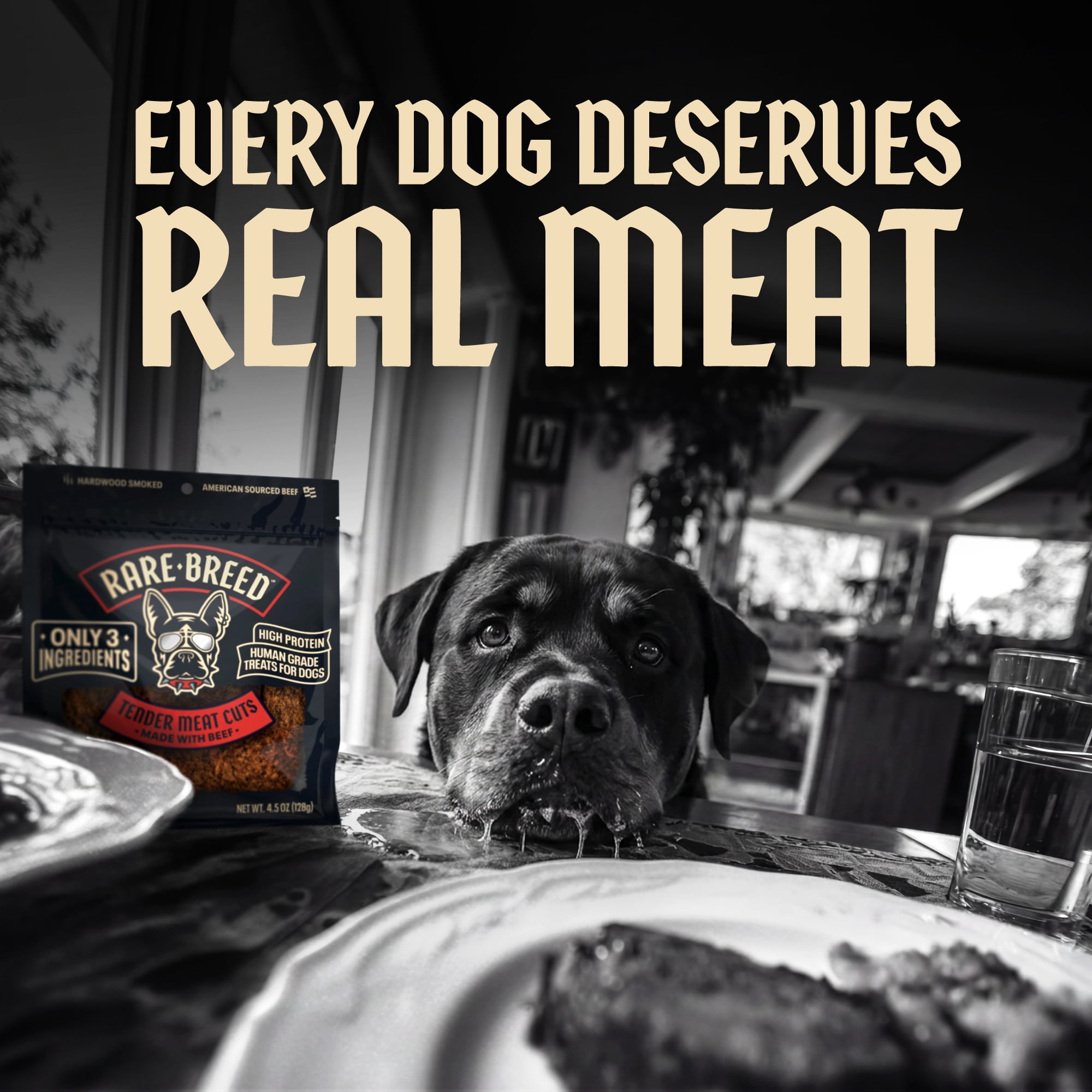 (7 pack) Rare Breed Dog Treats, Tender Meat Cuts Made with Beef, 3 Ingredients, Human Grade, 4.5 Ounce pack, for All Dog Sizes