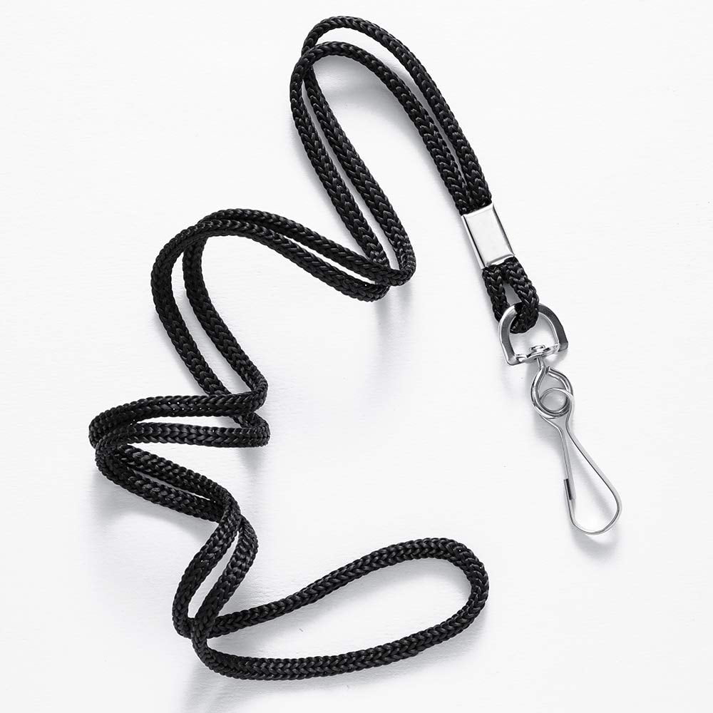 120 Black Lanyards Bulk Round 36" With Swivel J Hook For Id Name Badge Holder  Vip School Conference Festival And Hang Keys