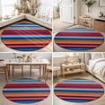 thumbnail image 4 of Round Area Rugs 5Ft, Mexican Style Non-Slip Washable Circle Rugs Carpet, Colorful Mexico Stripes Ombre Red Blue Indoor Outdoor Rug Floor Mats Throw Runner for Bedroom Living Room Bathroom, 4 of 8