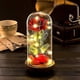 thumbnail image 3 of Rosa De La Bella Y La Bestia, Kit De Rosa De Seda Roja Encantada Con Cadena De Luces Led Pétalos Caídos En Cúpula De Vidrio Sobre Base De Madera El Mejor Regalo Para La Madre, 3 of 5