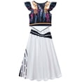 thumbnail image 5 of Halloween Costume Pop Star Stage Outfit Black Gold Crop Top and Long Skirt 2-Piece Outfit,Pop Idol Dress Up Set for Halloween,Cosplay and Theme Parties,Size 140, 5 of 7