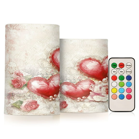 BZSMCE Flameless Candles LED Lights Valentines Day Painting Creativity Battery Candles