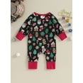 thumbnail image 4 of Liacowi Infant Boys Girls Jumpsuit Baby Christmas Clothes Newborn Long Sleeve Round Neck Footless Romper Dinosaur Print Zip Front Bodysuits 0-18M, 4 of 9