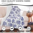 thumbnail image 6 of 60"*80" Sherpa Fleece Elephant Blanket Blue Elephants Throw Blankets for Couch Sofa Bed Boho Bohemian Elephant Stuff Gifts for Women Adults, 6 of 8