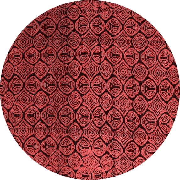 Ahgly Company Indoor Round Abstract Red Modern Area Rugs, 6' Round