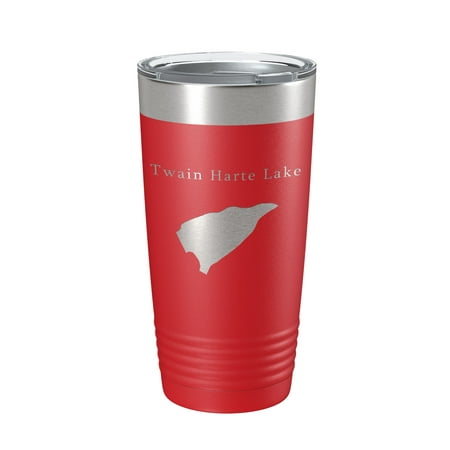 

Twain Harte Lake Map Tumbler Travel Mug Insulated Laser Engraved Coffee Cup California 20 oz Red