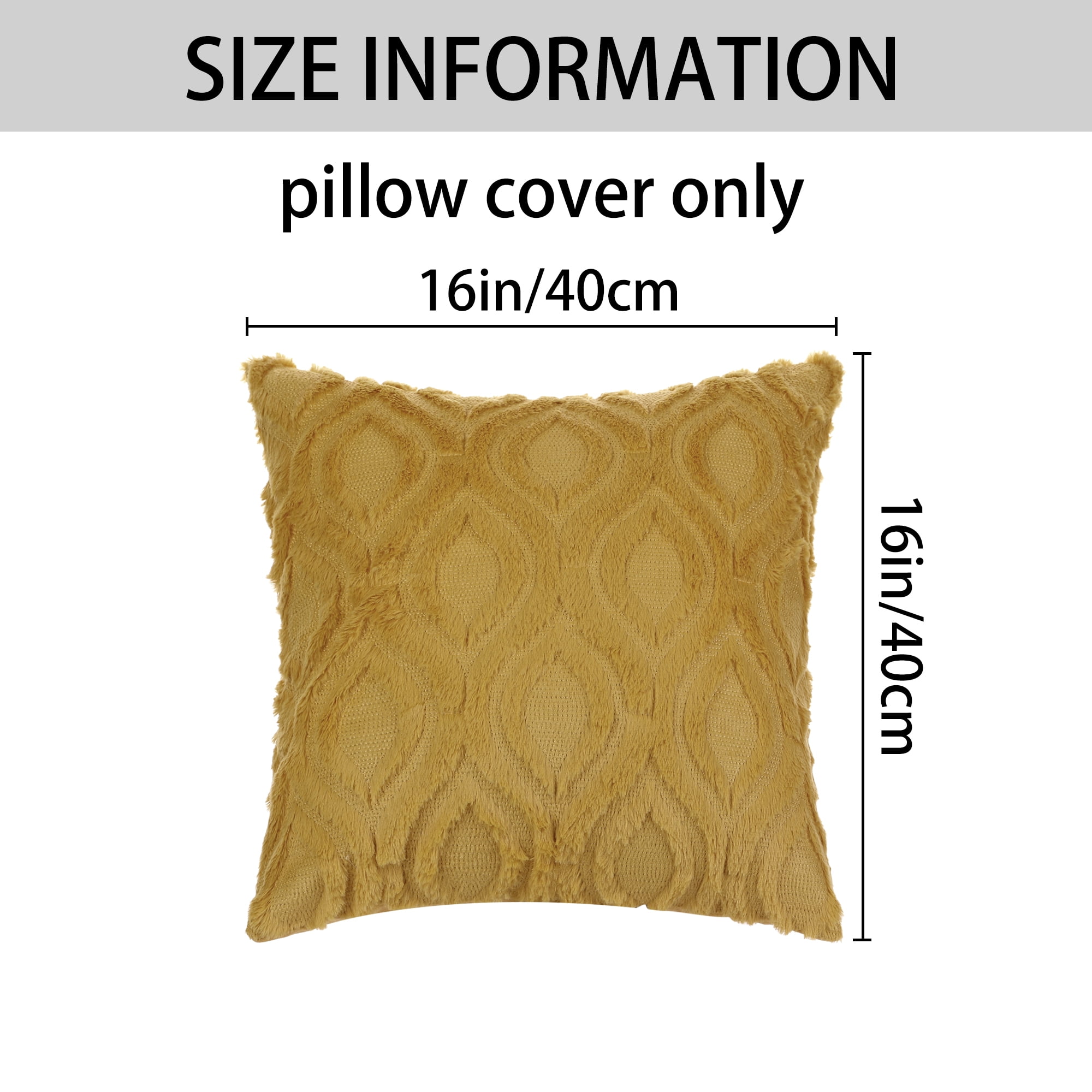 Unique Bargains Shaggy Plush Throw Pillow Covers Couch Pillow Covers (2 Count) Yellow-2 16" x 16"