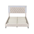 thumbnail image 5 of Harper & Bright Designs Velvet Upholstered LED Platform Bed, Full Size Modern Platform Bed Frame with LED Lights and Tufted Headboard, Beige, 5 of 9