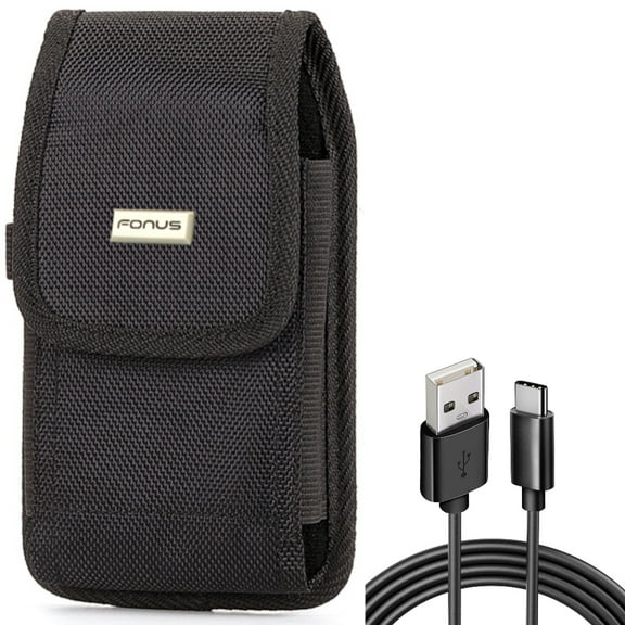 Case Belt Clip   6ft USB Cable for Motorola One 5G Ace Phone - Rugged Holster Canvas Cover and  Type-C Charger Cord Power Wire Combo for Motorola One 5G Ace