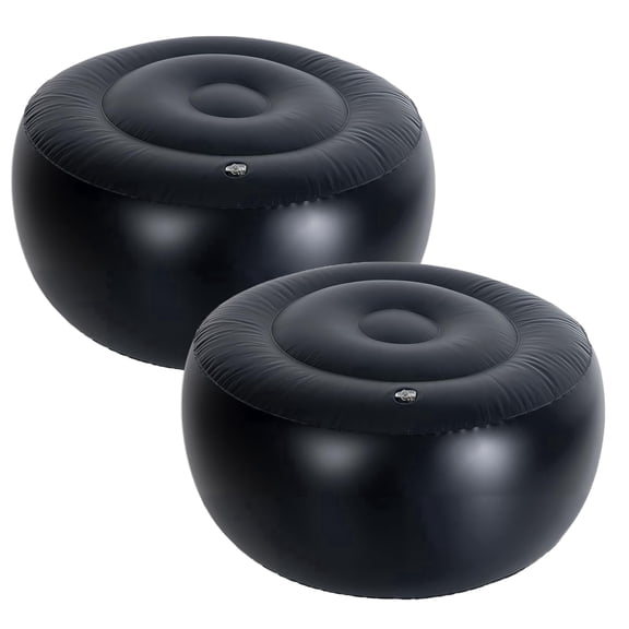 IFOYO 2-Pack Inflatable Round Pouf Ottoman, 21.65"x11.8" Waterproof PVC Portable Foot Rest for Patio Living Room Bedroom Camping Garden
