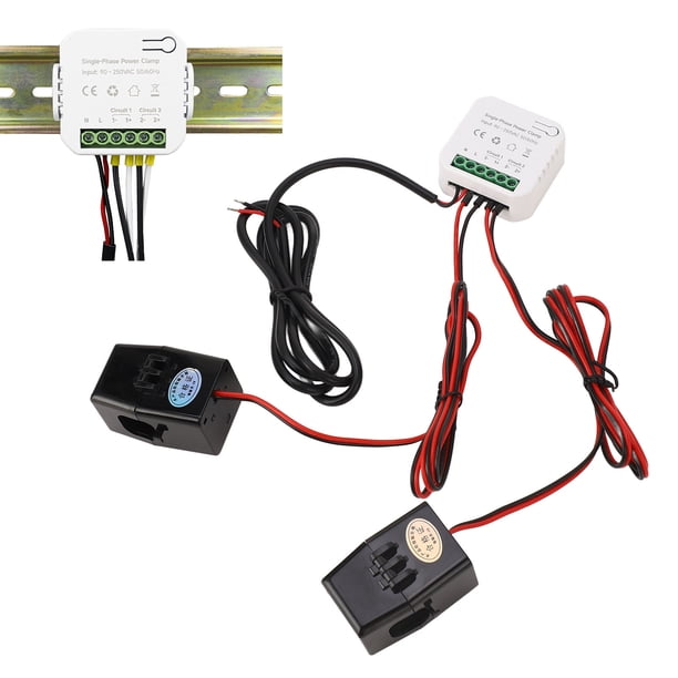 Medidor de Energía Wifi, Operación Fácil 90-250VAC 2 Sensores de Abrazadera de Ct Monitor de Energía de Hogar Inteligente Confiable Monitoreo de Consumo de Energía