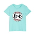 thumbnail image 1 of Économies d'Été! SROBPTY T-Shirts à Manches Courtes pour Tout-Petits, T-Shirt à Imprimé Baseball pour Garçons et Filles Tout-Petits, Mode Col Rond Imprimé, Haut à Manches Courtes Bleu Pâle, 7 Ans, 1 of 5