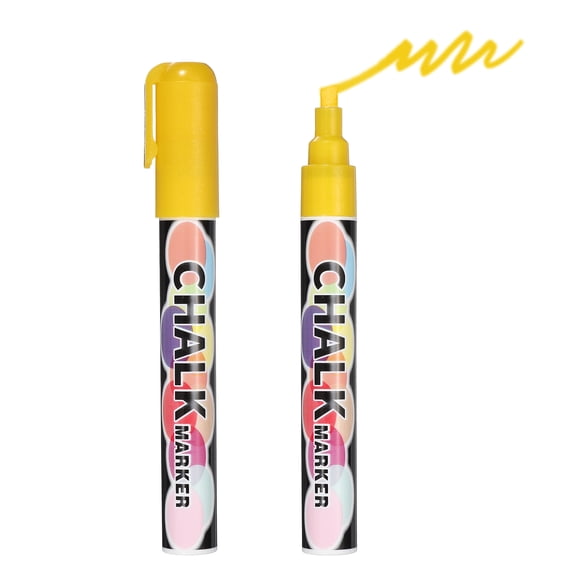 Uxcell Liquid Chalk Markers 6mm, 2 Pcs Chalkboard Markers, Dry Erase Chalk Pens with Reversible Tip for Chalkboard, Gold