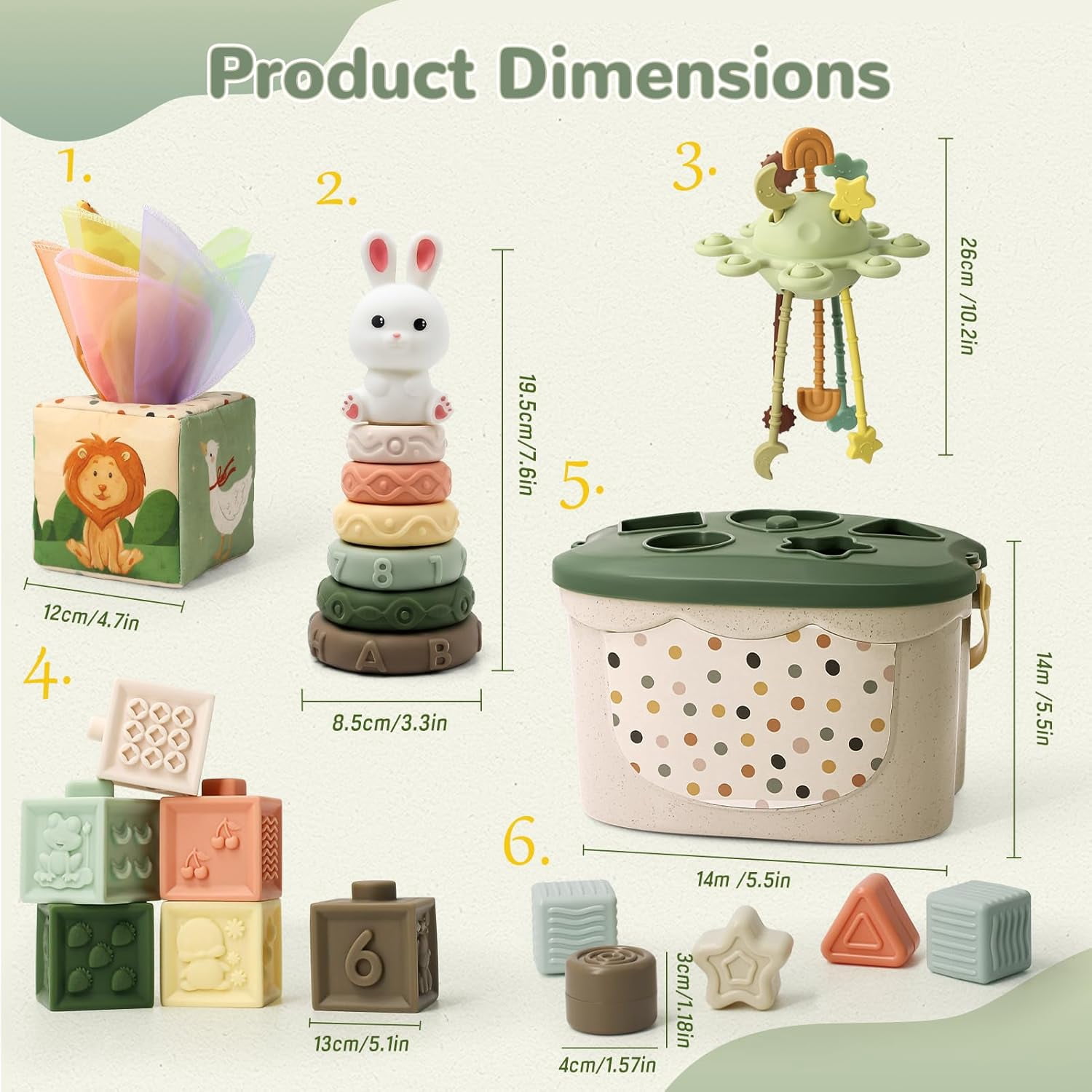 Montessori Toys for Babies 6-12 Months, Shape Sorter Toys, Baby Blocks, Tissu Toys Gift for 6-36 Months Girls Boys