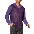 thumbnail image 5 of INSPIRE CHIC Men's Camp Collar Long Sleeve Sequin See Through Shirt 2XL Purple, 5 of 6
