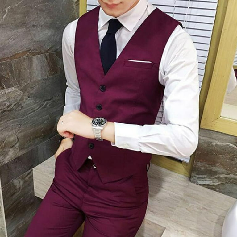 DISHAN Vest Suit Single breasted Slim fit Polyester Men Fashion