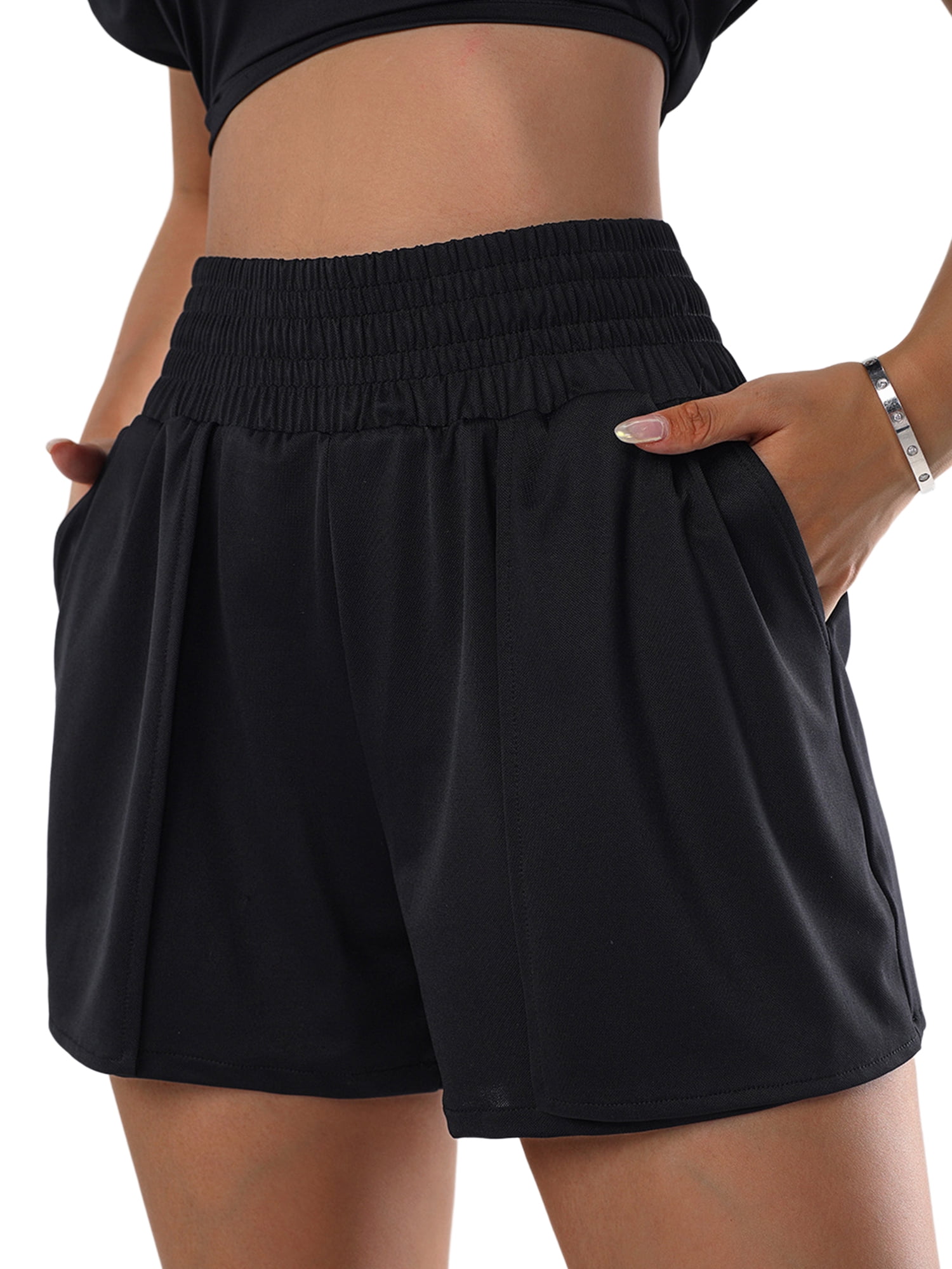 Hanerdun Women Running Shorts with Double Layers Female Yoga Pants