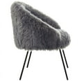 thumbnail image 5 of Anthony Faux Fur Black Powder Coated Metal Leg Accent Chair, Grey, 5 of 9