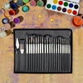thumbnail image 3 of Juego de 25 pinceles para pintar, mango de madera de agarre cómodo, acuarela, aceite acrílico, pinceles de fácil limpieza con bolsa de almacenamiento Blanco BLESIY Pinceles para acuarela, 3 of 8