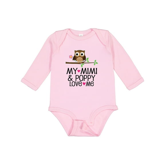 Inktastic Mimi and Poppy Love Me Grandchild Owl Girls Long Sleeve Baby Bodysuit