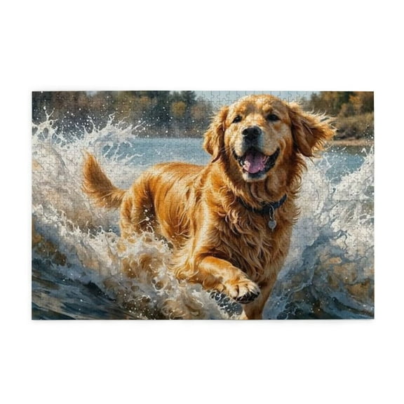 500 Piece Splashing Golden Retriever Jigsaw Puzzle For Adults – Dynamic Dog Artwork, Challenging Game For Stress Relief & Relaxation, Ideal Gift For Pet Owners