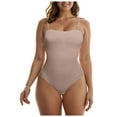 thumbnail image 2 of GEWSEY Women Convertible Tube Top Bodysuit Shirt Strapless Sleeveless Body Suits One Piece Leotard (Beige, XXL), 2 of 9