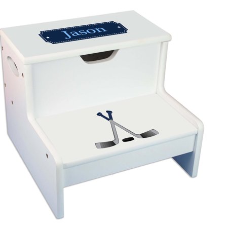 Ice Hockey White Storage Step Stool