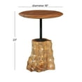 thumbnail image 4 of DecMode 18" x 23" Brown Teak Wood Handmade Live Edge Raised Tabletop Accent Table with Tree Stump Base, 1-Piece, 4 of 10