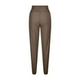thumbnail image 6 of Lovskoo Casual Pants for Women Solid Color Casual Office Comfortable High Waisted Trousers Brown, 6 of 8