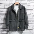 thumbnail image 4 of Chaqueta vaquera para hombre, abrigo de otoño, abrigo vaquero para hombre, negro, hombros anchos, vaquera, Y2k, prendas de vestir al precio más bajo, invierno 2024, talla L, 4 of 5