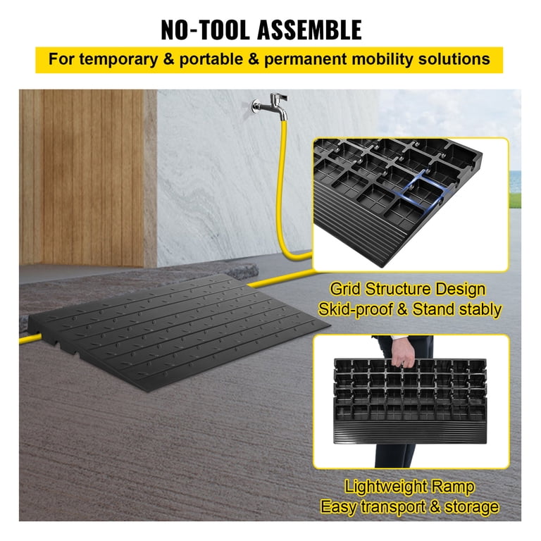 KFFKFF Rubber Threshold Ramp, 3-Inch Rise Cable Channels photo 6