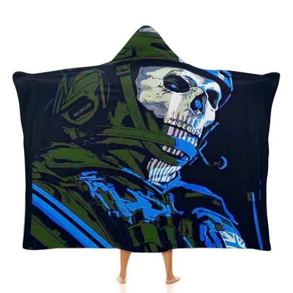 Call of Duty Ghost Cloak Hooded Blankets Soft Wearable Blanket Cozy Plush Warm Blanket Wrap Blanket