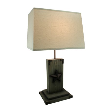 Western Star Wood Block Rustic Table Lamp W Fabric Shade Com Western Star Wood Block Rustic Table Lamp W Fabric Shade