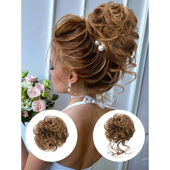 GoXteam Messy Bun Hair Piece Tousled Updo Hair Buns Extension Elastic Hair Band Hair Pieces Curly Hair Bun Scrunchie For Women