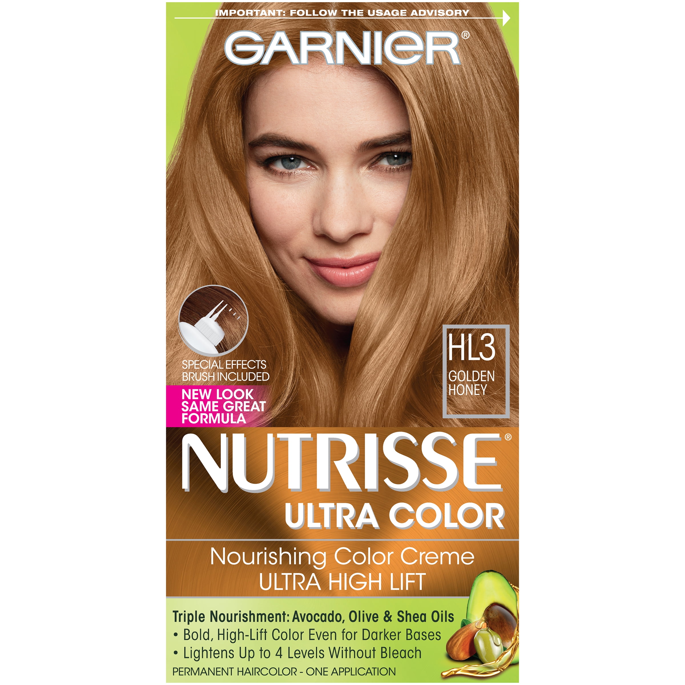 Garnier Nutrisse Ultra Color Nourishing Bold Permanent Hair Creme, HL3  Golden Honey, 1 Kit 
