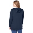 thumbnail image 2 of Woman Within Plus Size Zip Front Hoodie Jacket Long Oversized Fleece Jacket, 2 of 6