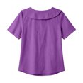 thumbnail image 6 of Women's Sailor Lapel Blouse Solid V Neck Short Sleeve Tunic Shirts Lightweight Summer Basic Tops Casual Outfit Purple, 6 of 6