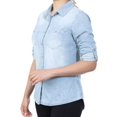 thumbnail image 3 of MixMatchy Women's Classic Roll Up Sleeve Button Down Chambray Denim Shirt, 3 of 6