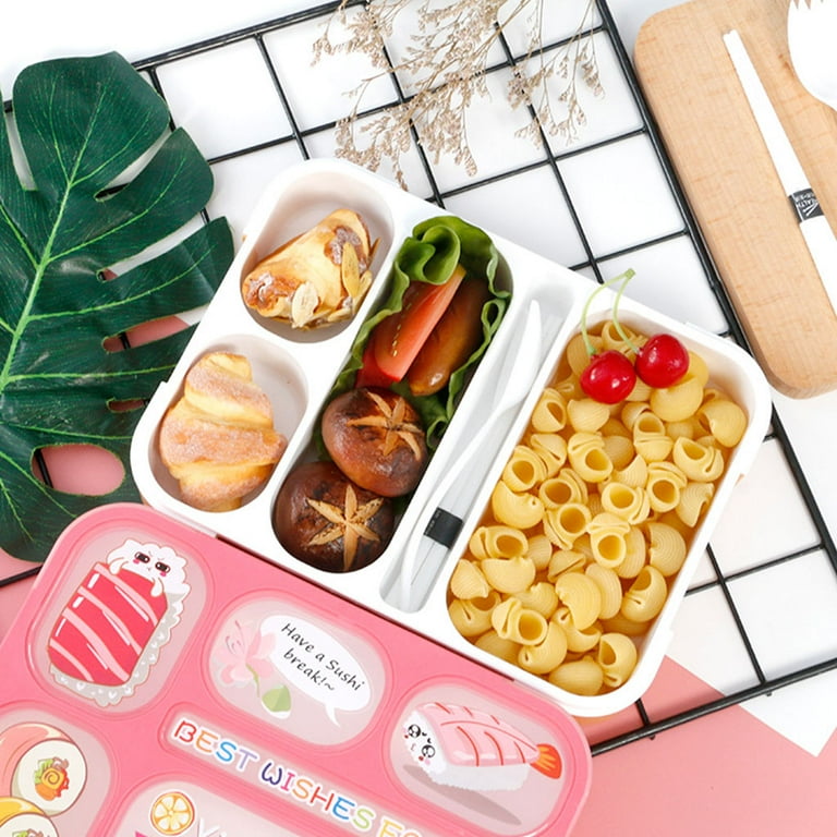 GENEMA Cute Cartoon Five-grid Lunch Box with Cutlery Heat Preservation Food  Container 