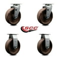 thumbnail image 2 of 6 Inch High Temp Glass Filled Nylon Caster Set w/Bronze Bearing 2 Swivel 2 Rigid, 2 of 2