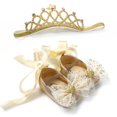 thumbnail image 2 of MHZLDYZ Kid Shoes Infant Toddler Baby Girls Prewalker Bowknot Princess Shoes+Crown Headband Set Boys Shoes Baby First Walking Shoes Toddler Walking Shoes(Gold,5), 2 of 6