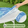 thumbnail image 5 of Blue White Tie Dye Swirl Pattern Round Fitted Tablecloth with Elastic Edge,Dining Table Cover Waterproof,Outdoor Round Tablecloth for Camping,Dining,Indoor and Outdoor, 5 of 7