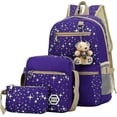 thumbnail image 1 of Girls School Bag 3 Pieces For Elementary School, Backpack/shoulder Bag/handbag (purple), 1 of 5