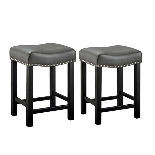 Steve Silver Aspen Gray Faux Leather Solid Wood Counter Stool