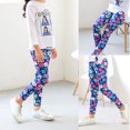 thumbnail image 4 of Bysome Kids Pants Girls Ankle Length Leggings Printing Flower Classic Stretch Pants 12-13 Years, 4 of 4