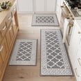 thumbnail image 3 of Findosom Kitchen Rugs Set 3 Piece, Non Slip Kitchen Floor Rugs with Rubber Backing,Machine Washable Geometric Absorbent Runner Rugs for Hallway Doormat,20"x32"+20"x32"+20"x48" Gray, 3 of 8