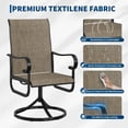 thumbnail image 2 of 4-Pack Swivel Rocking Patio Chairs – High Back, All-Weather Brown Textilene, Rustproof Black Powder-Coated Metal Frame, 360° Swivel, Space-Saving for Garden, Lawn & Porch – Black Frame & Brown Textile, 2 of 8