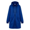thumbnail image 4 of thefmos Women's Plus Size Hooded Zip Up Sweatshirt Jacket with Pockets Long Length Solid Color Casual Coat Fashion Fall Winter Clothes, Blue M, 4 of 5