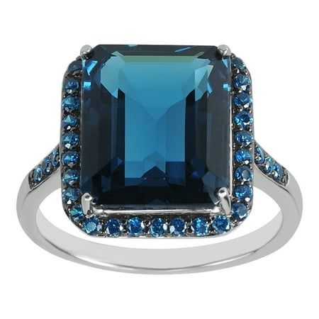 Sterling Silver Synthetic London Blue Topaz & Blue CZ Ring